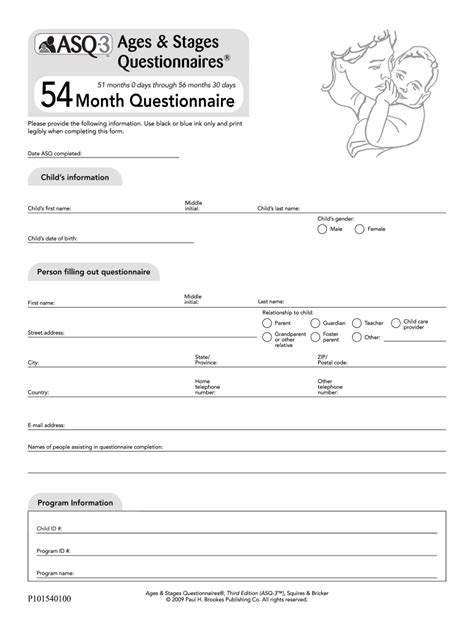 Printable Asq Questionnaire
